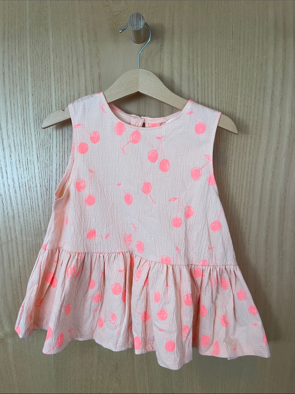 next Peach Pink Tank Top with Neon Pink Cherry Print